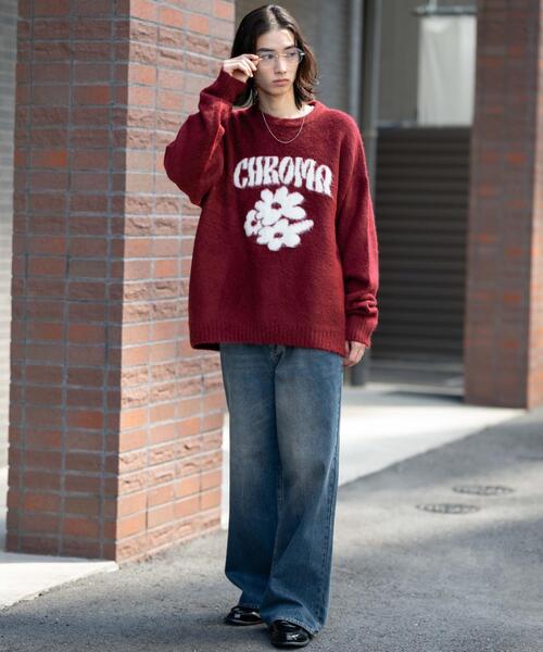 WEGO(ウィゴー)の「WEGO/【25年秋冬新作】ファジーグラフィックプルオーバー(ニット/セーター・メンズ・ネイビー/オレンジ/ワイン/ブラック/オフホワイト/グレー/ホワイト系その他・MEDIUM/LARGE)」の9枚目の写真