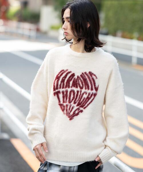 WEGO(ウィゴー)の「WEGO/【25年秋冬新作】ファジーグラフィックプルオーバー(ニット/セーター・メンズ・ネイビー/オレンジ/ワイン/ブラック/オフホワイト/グレー/ホワイト系その他・MEDIUM/LARGE)」の14枚目の写真