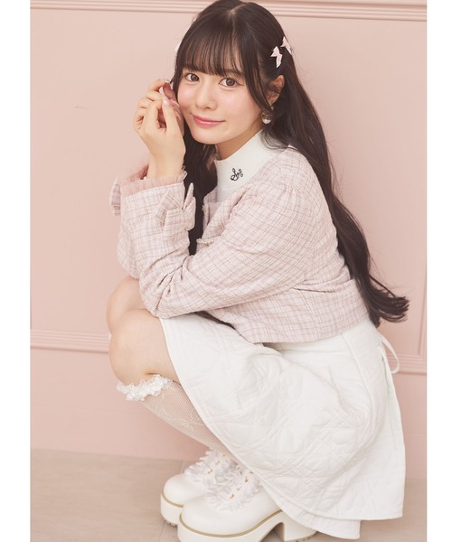 Suyunn(スユン)の「バックレースアップハートダイヤキルティングスカート(スカート・レディース・ホワイト/ピンク・M)」の5枚目の写真