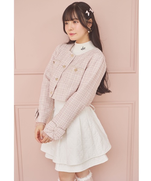 Suyunn(スユン)の「バックレースアップハートダイヤキルティングスカート(スカート・レディース・ホワイト/ピンク・M)」の4枚目の写真