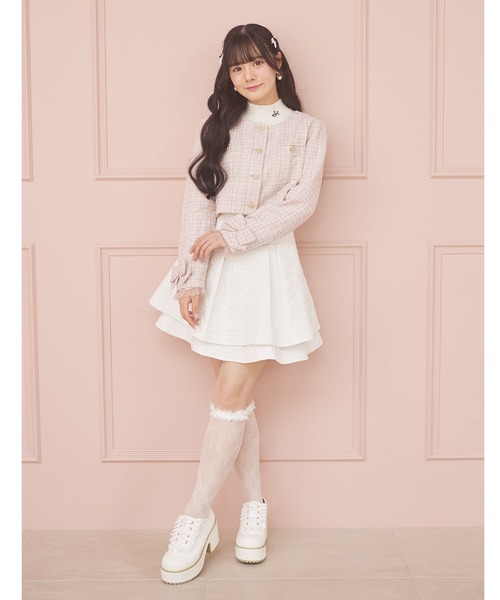 Suyunn(スユン)の「バックレースアップハートダイヤキルティングスカート(スカート・レディース・ホワイト/ピンク・M)」の3枚目の写真