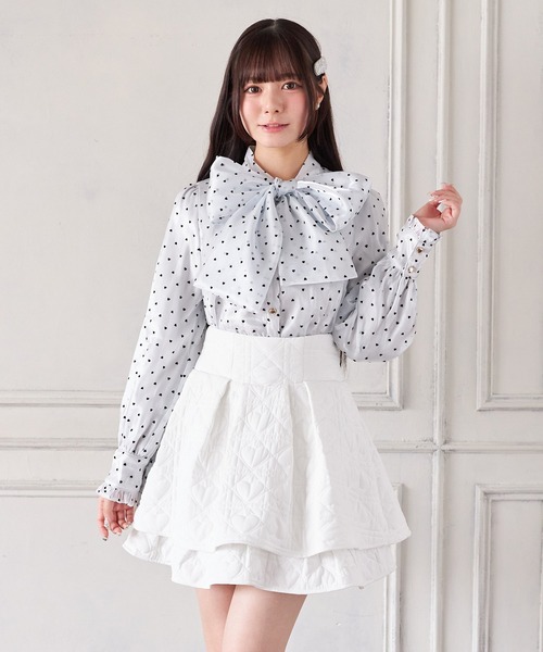 Suyunn(スユン)の「バックレースアップハートダイヤキルティングスカート(スカート・レディース・ホワイト/ピンク・M)」の9枚目の写真
