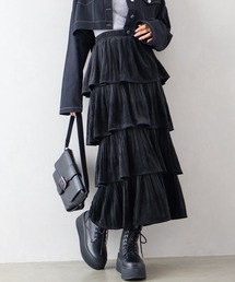 SpRay（スプレイ）の「ベロアプリーツティアードロングスカート（スカート）」