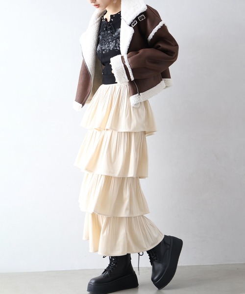 セール】ベロアプリーツティアードロングスカート（スカート）｜SpRay