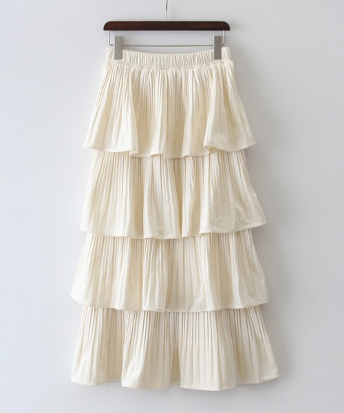 SpRay（スプレイ）の「ベロアプリーツティアードロングスカート（スカート・レディース・ブラウン/ブラック/アイボリー・FREE）」の5枚目の写真