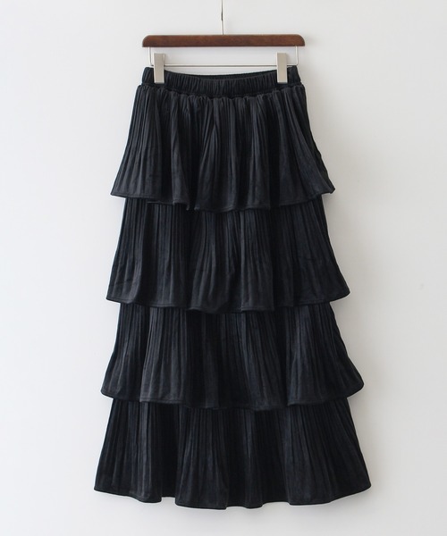 SpRay（スプレイ）の「ベロアプリーツティアードロングスカート（スカート・レディース・ブラウン/ブラック/アイボリー・FREE）」の8枚目の写真