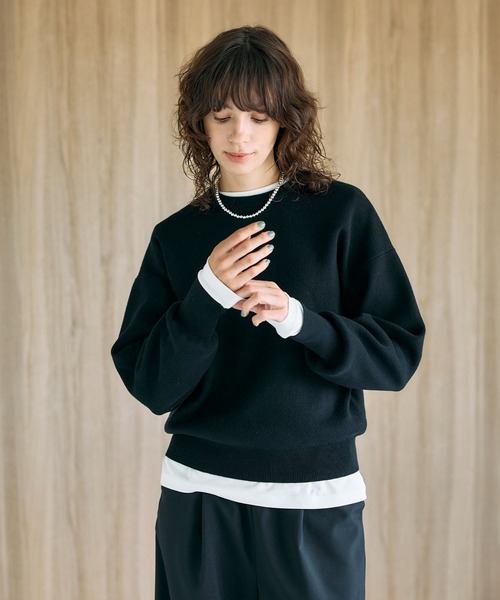 N.O.R.C(ノーク)の「コットンカシミヤニットプルオーバー(ニット/セーター・レディース・ブルー/ブラック/ライトグレー/レッド/ピンク・フリー)」の6枚目の写真