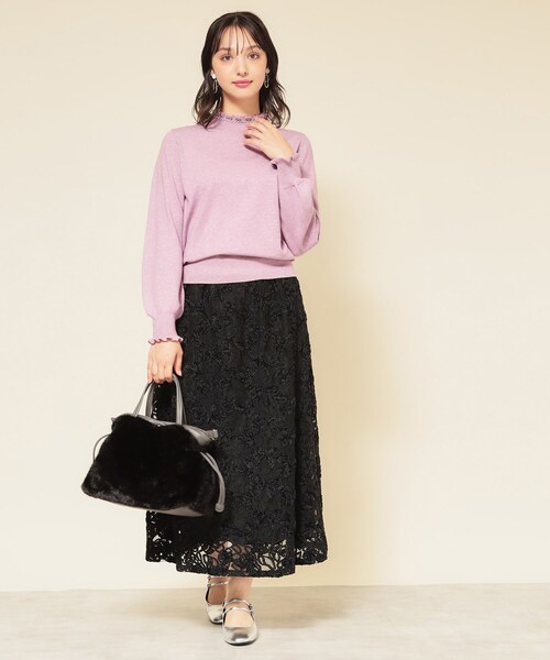 Sunauna(スーナウーナ)の「【SS~Lサイズ展開/6色展開】パール調ニット(ニット/セーター・レディース・ネイビー/グリーン系/ピンク系/グレー/アイボリー/パープル系4・34/38/40)」の13枚目の写真