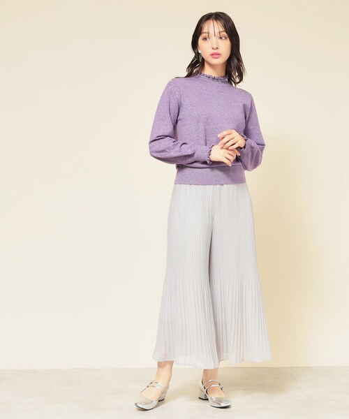 Sunauna(スーナウーナ)の「【SS~Lサイズ展開/6色展開】パール調ニット(ニット/セーター・レディース・ネイビー/グリーン系/ピンク系/グレー/アイボリー/パープル系4・34/38/40)」の15枚目の写真