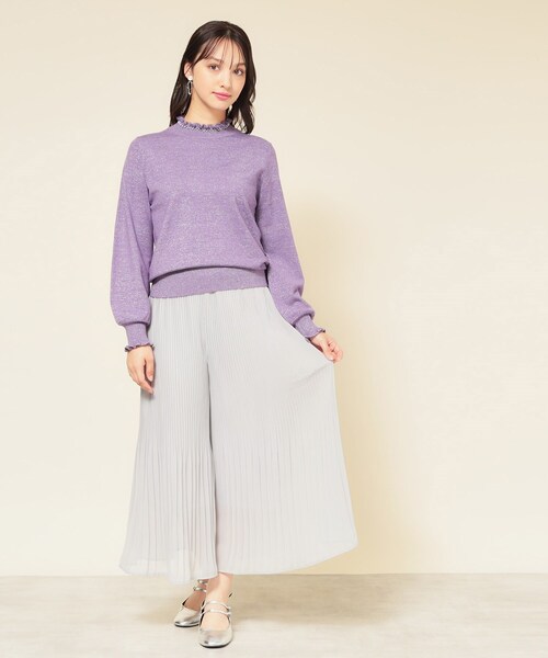 Sunauna(スーナウーナ)の「【SS~Lサイズ展開/6色展開】パール調ニット(ニット/セーター・レディース・ネイビー/グリーン系/ピンク系/グレー/アイボリー/パープル系4・34/38/40)」の16枚目の写真