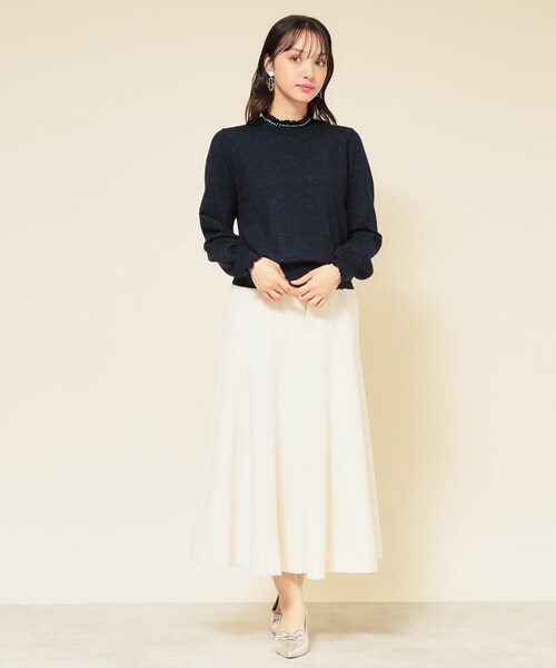 Sunauna(スーナウーナ)の「【SS~Lサイズ展開/6色展開】パール調ニット(ニット/セーター・レディース・ネイビー/グリーン系/ピンク系/グレー/アイボリー/パープル系4・34/38/40)」の17枚目の写真