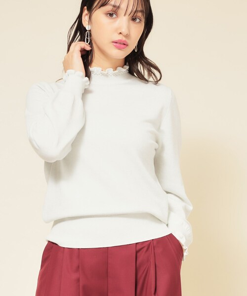 Sunauna(スーナウーナ)の「【SS~Lサイズ展開/6色展開】パール調ニット(ニット/セーター・レディース・ネイビー/グリーン系/ピンク系/グレー/アイボリー/パープル系4・34/38/40)」の18枚目の写真