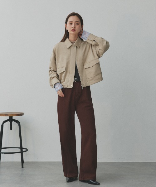 セール】ルーズ スエード クロップドブルゾン（ブルゾン）｜ad thie