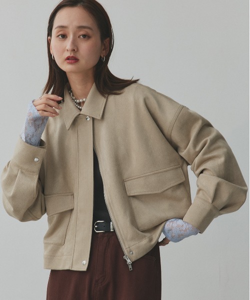 ad thie(アドティエ)の「ルーズ スエード クロップドブルゾン(ブルゾン・レディース・キャメル/ダークブラウン/ベージュ・FREE)」の19枚目の写真