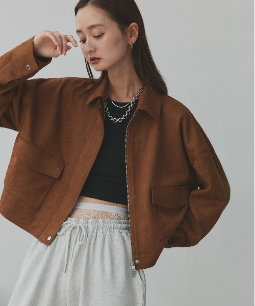 セール】ルーズ スエード クロップドブルゾン（ブルゾン）｜ad thie