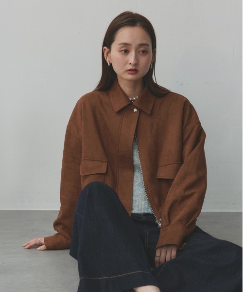 セール】ルーズ スエード クロップドブルゾン（ブルゾン）｜ad thie