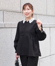 【MAYURI企画】付け襟フロントZIPペプラムブラウス