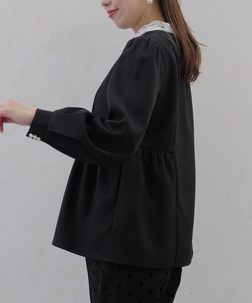 Chez toi（シェトワ）の「【MAYURI企画】付け襟フロントZIPペプラムブラウス（シャツ/ブラウス・レディース・ネイビー/ブラック・FREE）」の9枚目の写真