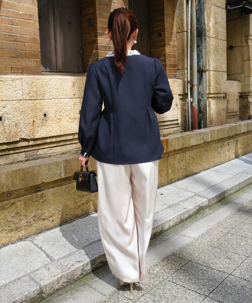 Chez toi（シェトワ）の「【MAYURI企画】付け襟フロントZIPペプラムブラウス（シャツ/ブラウス・レディース・ネイビー/ブラック・FREE）」の19枚目の写真