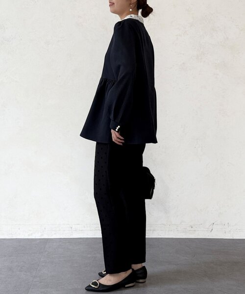 11月中旬順次発送】【MAYURI企画】付け襟フロントZIPペプラムブラウス