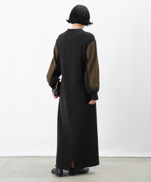 LUCA/LADY LUCK LUCA（ルカ/レディラックルカ）の「LC/LLL ウール混異素材コンビワンピース（ワンピース・レディース・ブラック/チャコールグレー・FREE）」の6枚目の写真