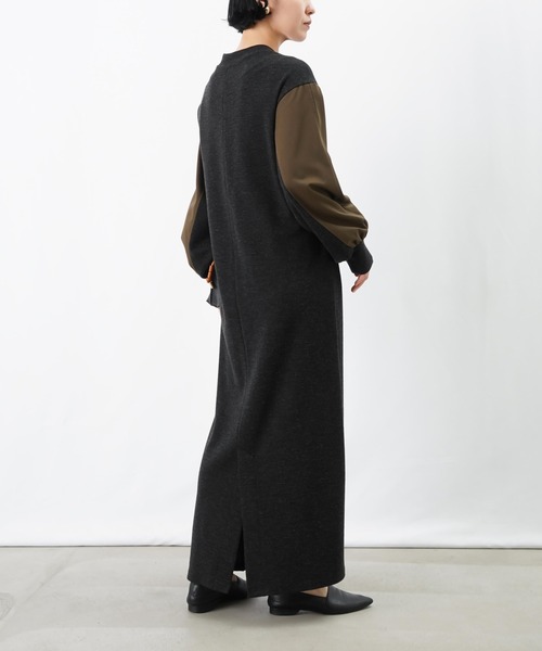 LUCA/LADY LUCK LUCA（ルカ/レディラックルカ）の「LC/LLL ウール混異素材コンビワンピース（ワンピース・レディース・ブラック/チャコールグレー・FREE）」の7枚目の写真