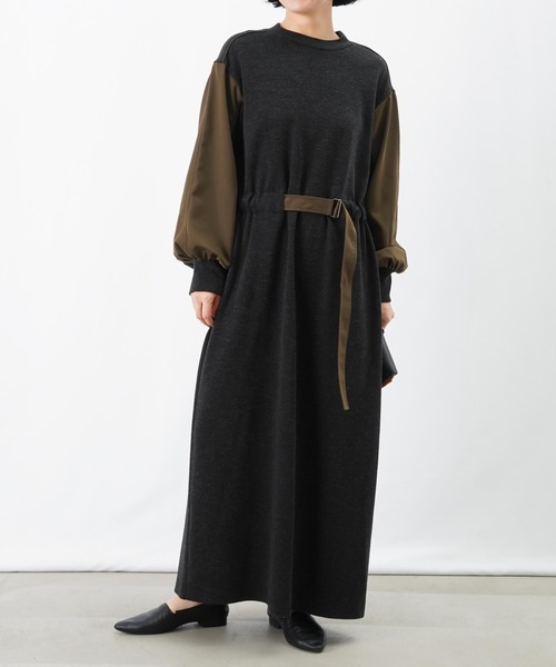 LUCA/LADY LUCK LUCA（ルカ/レディラックルカ）の「LC/LLL ウール混異素材コンビワンピース（ワンピース・レディース・ブラック/チャコールグレー・FREE）」の10枚目の写真