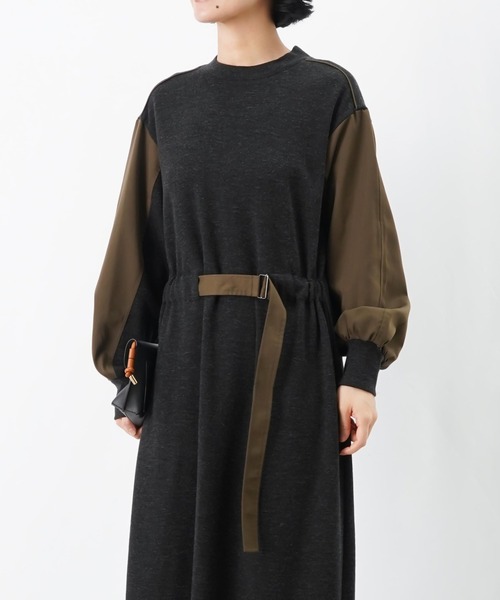 LUCA/LADY LUCK LUCA（ルカ/レディラックルカ）の「LC/LLL ウール混異素材コンビワンピース（ワンピース・レディース・ブラック/チャコールグレー・FREE）」の9枚目の写真