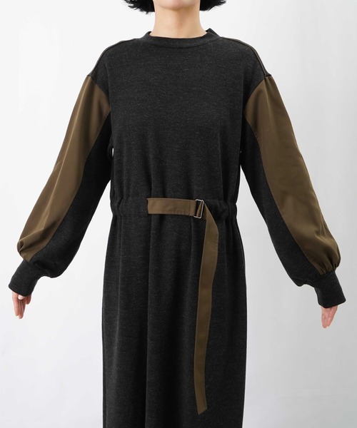 LUCA/LADY LUCK LUCA（ルカ/レディラックルカ）の「LC/LLL ウール混異素材コンビワンピース（ワンピース・レディース・ブラック/チャコールグレー・FREE）」の11枚目の写真