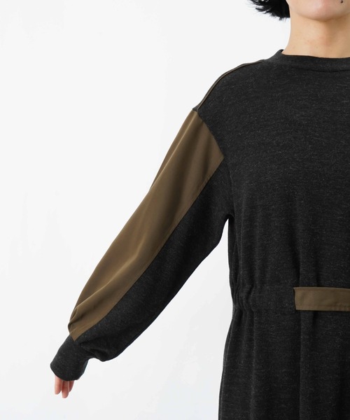 LUCA/LADY LUCK LUCA（ルカ/レディラックルカ）の「LC/LLL ウール混異素材コンビワンピース（ワンピース・レディース・ブラック/チャコールグレー・FREE）」の14枚目の写真