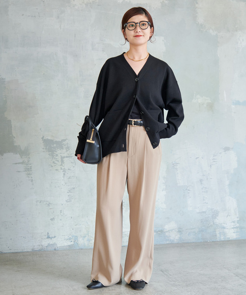 Spick & Span（スピックアンドスパン）の「《追加2》ダブルジャガードカーディガン（カーディガン/ボレロ・レディース・チャコールグレー/ブラック/ホワイト・FREE）」の4枚目の写真