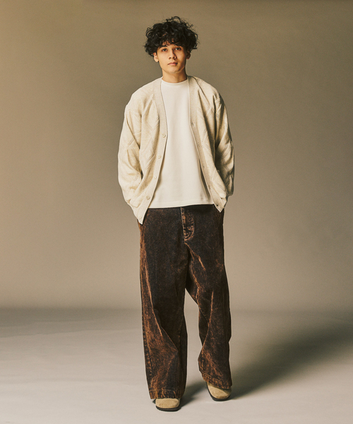 417 EDIFICE（フォーワンセブンエディフィス）の「メランジアイレットカーディガン（カーディガン/ボレロ・メンズ・ホワイト/チャコールグレー/ブラウン・MEDIUM/LARGE）」の6枚目の写真