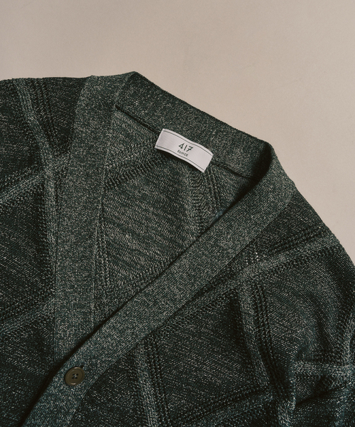 417 EDIFICE（フォーワンセブンエディフィス）の「メランジアイレットカーディガン（カーディガン/ボレロ・メンズ・ホワイト/チャコールグレー/ブラウン・MEDIUM/LARGE）」の9枚目の写真