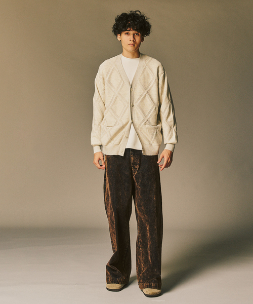 417 EDIFICE（フォーワンセブンエディフィス）の「メランジアイレットカーディガン（カーディガン/ボレロ・メンズ・ホワイト/チャコールグレー/ブラウン・MEDIUM/LARGE）」の13枚目の写真