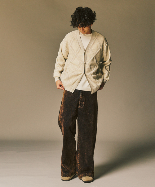 417 EDIFICE（フォーワンセブンエディフィス）の「メランジアイレットカーディガン（カーディガン/ボレロ・メンズ・ホワイト/チャコールグレー/ブラウン・MEDIUM/LARGE）」の14枚目の写真