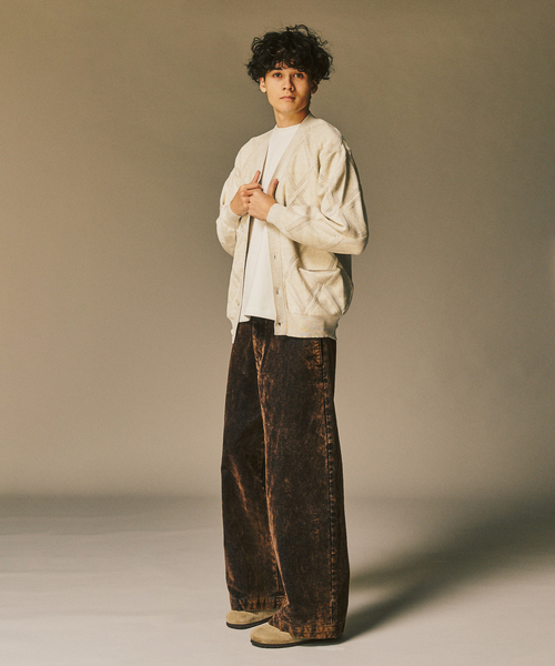 417 EDIFICE（フォーワンセブンエディフィス）の「メランジアイレットカーディガン（カーディガン/ボレロ・メンズ・ホワイト/チャコールグレー/ブラウン・MEDIUM/LARGE）」の15枚目の写真