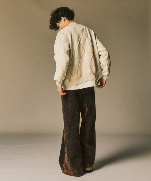 417 EDIFICE（フォーワンセブンエディフィス）の「メランジアイレットカーディガン（カーディガン/ボレロ・メンズ・ホワイト/チャコールグレー/ブラウン・MEDIUM/LARGE）」の16枚目の写真