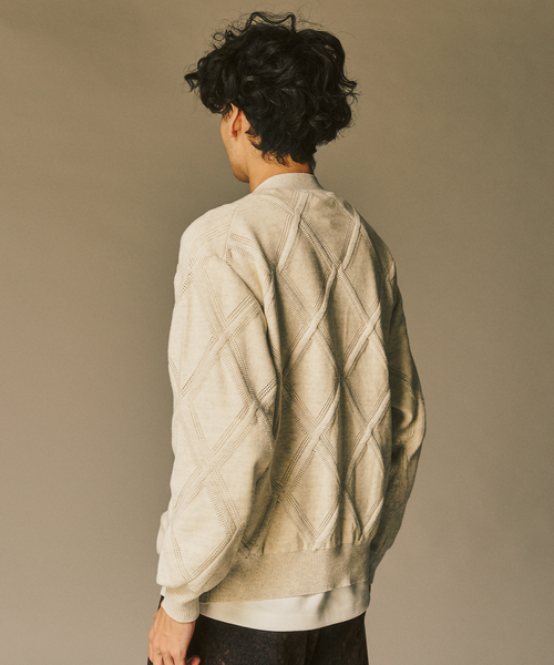 417 EDIFICE（フォーワンセブンエディフィス）の「メランジアイレットカーディガン（カーディガン/ボレロ・メンズ・ホワイト/チャコールグレー/ブラウン・MEDIUM/LARGE）」の20枚目の写真