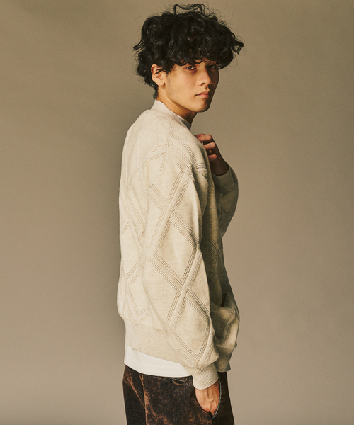 417 EDIFICE（フォーワンセブンエディフィス）の「メランジアイレットカーディガン（カーディガン/ボレロ・メンズ・ホワイト/チャコールグレー/ブラウン・MEDIUM/LARGE）」の21枚目の写真