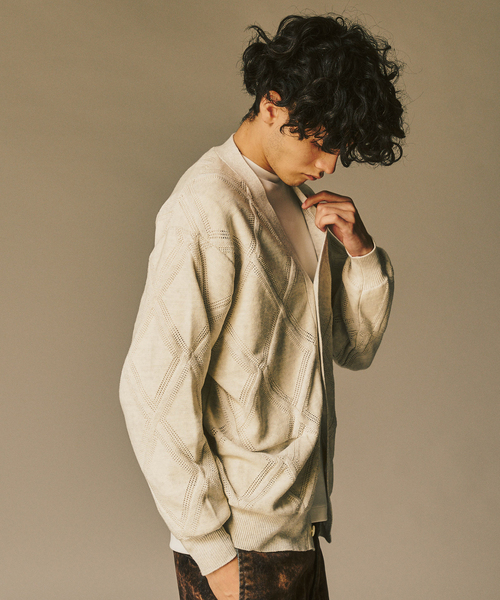 417 EDIFICE（フォーワンセブンエディフィス）の「メランジアイレットカーディガン（カーディガン/ボレロ・メンズ・ホワイト/チャコールグレー/ブラウン・MEDIUM/LARGE）」の22枚目の写真