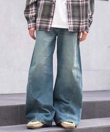 WEGO/ローライズカバーフィットフレアデニムパンツ