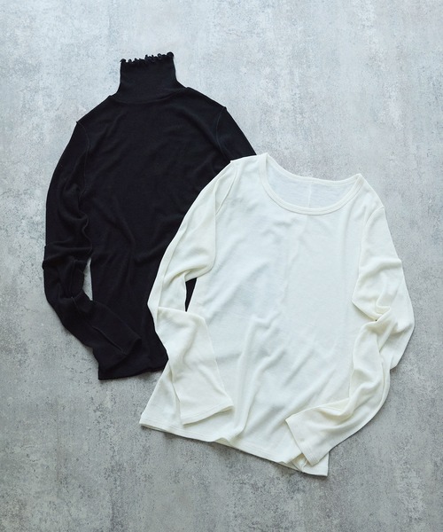 yuni(ユニ )の「△washable super120/W highneck プルオーバー(Tシャツ/カットソー・レディース・ブラック/ホワイト・FREE)」の22枚目の写真