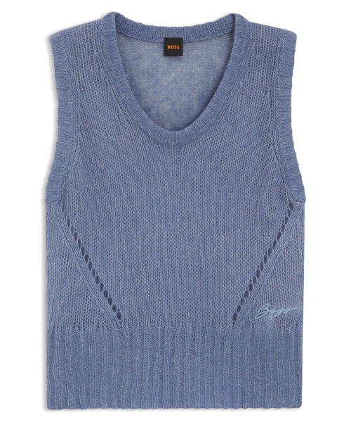 BOSS（ボス）の「【オンライン限定】リラックスフィットトップス ルーズニット ストラクチャー（Tシャツ/カットソー・レディース・ブルー・XS/M/S/L）」の5枚目の写真