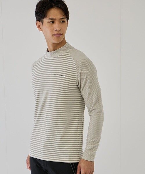 JUN&ROPE'（ジュンアンドロペ）の「ボーダーミックスハイネック長袖シャツ/保温・吸湿発熱（Tシャツ/カットソー・メンズ・ホワイト/ブラック・M/L/XL）」の16枚目の写真