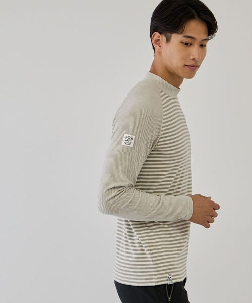 JUN&ROPE'（ジュンアンドロペ）の「ボーダーミックスハイネック長袖シャツ/保温・吸湿発熱（Tシャツ/カットソー・メンズ・ホワイト/ブラック・M/L/XL）」の15枚目の写真