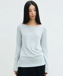 NICK&NICOLE（ニックアンドニコール）の「[ESSENTIAL] ESSENTIAL BOAT NECK TOP_SKY BLUE（Tシャツ/カットソー）」