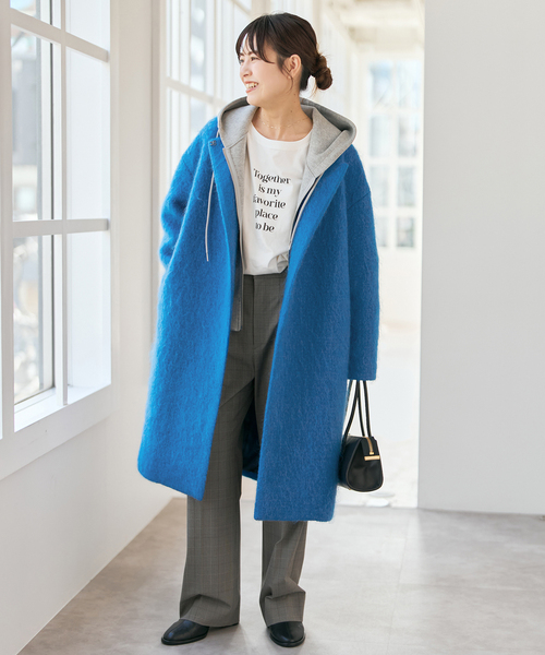 Spick & Span（スピックアンドスパン）の「シャギーコクーンコート（その他アウター・レディース・ブルー系その他/ライトグレー・36/38）」の4枚目の写真