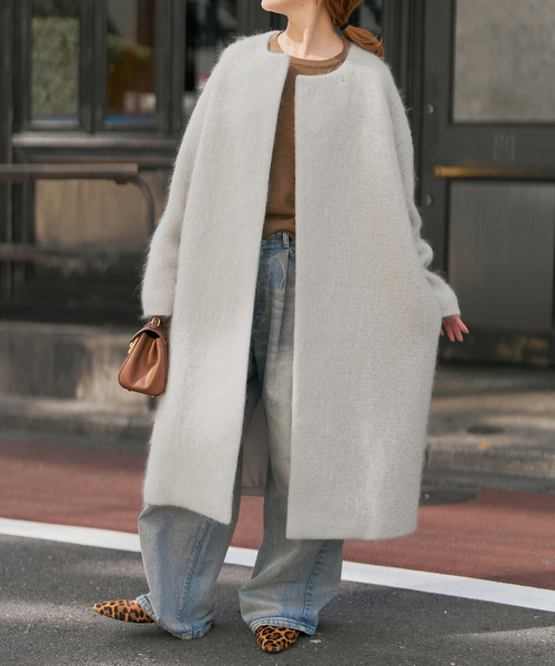 Spick & Span（スピックアンドスパン）の「シャギーコクーンコート（その他アウター・レディース・ブルー系その他/ライトグレー・36/38）」の5枚目の写真