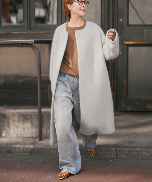 Spick & Span（スピックアンドスパン）の「シャギーコクーンコート（その他アウター・レディース・ブルー系その他/ライトグレー・36/38）」の6枚目の写真