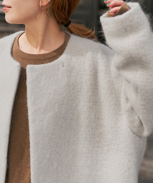 Spick & Span（スピックアンドスパン）の「シャギーコクーンコート（その他アウター・レディース・ブルー系その他/ライトグレー・36/38）」の9枚目の写真